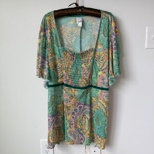 Vintage 90’s green paisley mini dress